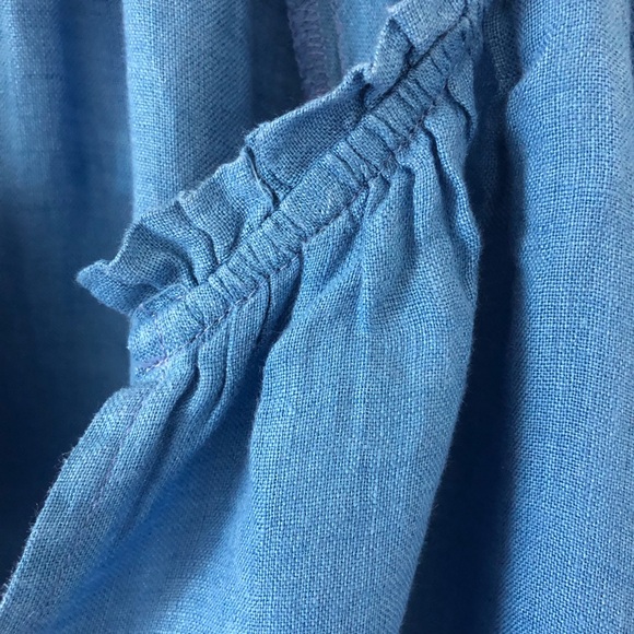 NWT J. Jill Relaxed Linen Peasant Top Cerulean Blue Size L Lagenlook - Picture 6 of 9